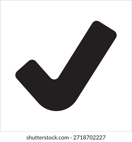 Häkchensymbol. Symbol für rechts, genehmigen, bestätigen, auswählen, akzeptieren, zustimmen, wählen, ja, Erfolg, positiv, korrekt, okay. Vektorsymbol für die Benutzeroberfläche.