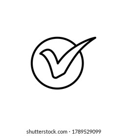 Check mark icon symbol vector on white background. Editable