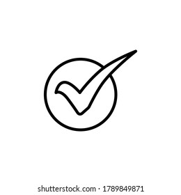 Check mark icon symbol vector on white background. Editable