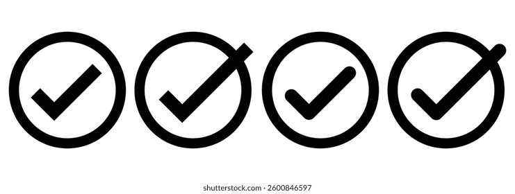 Check mark icon symbols vector. Tick icon. Check marks different shape, isolated. Approve symbol.