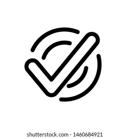 Check Mark Icon , Template Design Emblem Isolated Illustration , Confirm Accept Approve , Outline Solid Background White
