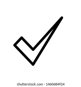 Check Mark Icon , Template Design Emblem Isolated Illustration , Confirm Accept Approve , Outline Solid Background White
