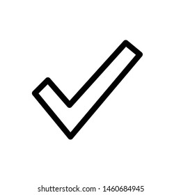 Check Mark Icon , Template Design Emblem Isolated Illustration , Confirm Accept Approve , Outline Solid Background White
