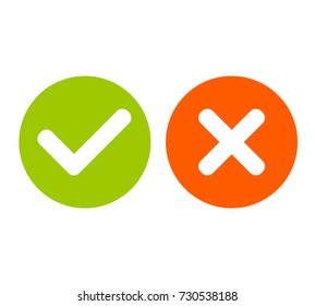 check mark icon. Tick and cross signs. Vector illustration.