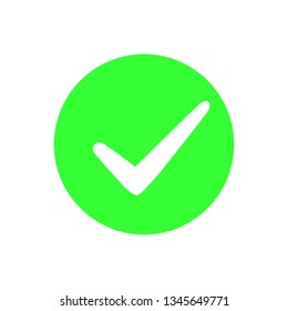 Check mark icon. Tick symbol in green color, vector illustration.