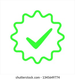 Check mark icon. Tick symbol in green color, vector illustration.