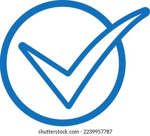 Check mark icon, tik mark icon blue vector