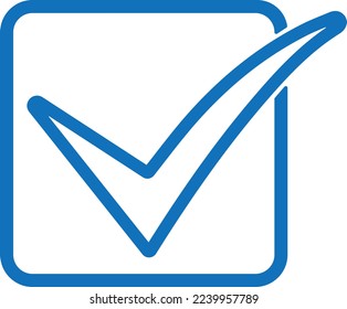 Check mark icon, tik mark icon blue vector