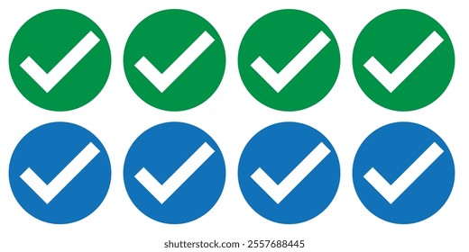 Check mark icon vector. Accept checkmark icons tick box checked. Tick icon. Approve symbol. Vector illustrator.