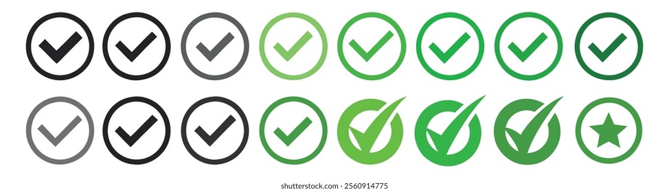 Check mark icon. Check mark vector icon. Checkmark Illustration. Vector symbols set ,green checkmark isolated on white background. Correct vote choise isolated symbol. Vector Illustration. EPS 10