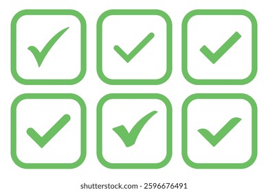 Check mark icon. Check mark vector icon. Checkmark Illustration. Vector symbols set ,green checkmark isolated on white background. Correct vote choice isolated symbol. Vector Illustration. EPS 10
