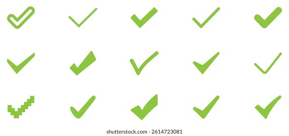 Check mark icon. Check mark vector icon. Checkmark Illustration. Vector symbols set ,green checkmark isolated on white background. Correct vote choise isolated symbol. Vector Illustration. EPS 10