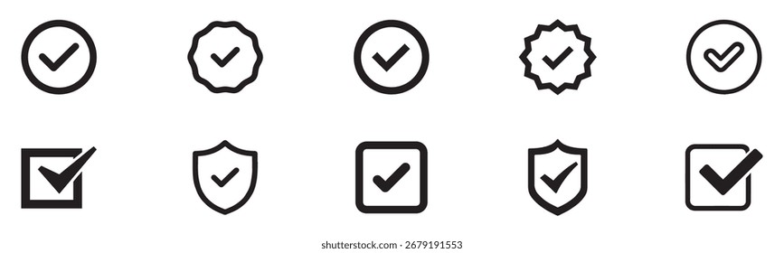 Icono de marca de verificación. Marque el ícono del Vector. Ilustración de marca de verificación. Conjunto de símbolos de Vector, marca de verificación verde aislada sobre fondo blanco. Elección correcta del símbolo aislado. Ilustración vectorial. EPS 10