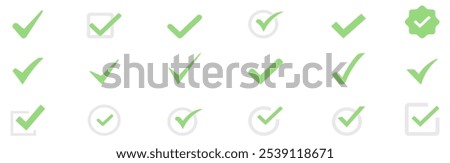 Check mark icon. Check mark vector icon. Checkmark Illustration. Vector symbols set ,green checkmark isolated on white background. Correct vote choise isolated symbol. Vector Illustration. EPS 10
