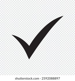 Check mark icon vector design.  Tick symbol in Black color. Hand drawn checkmark illustration. check mark icon vector. correct or right tick mark sign. green checkmark for checklist. 