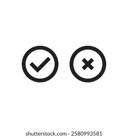 Check mark icon. vector flat black Accept or decline icon on white background..eps