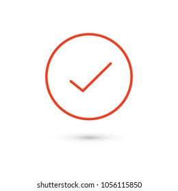 Check mark icon vector illustration. Linear symbol with thin outline. The thickness is edited. Minimalist style.