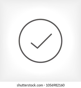 Check mark icon vector illustration. Linear symbol with thin outline. The thickness is edited. Minimalist style.