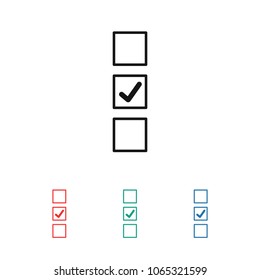 Check mark icon vector illustration. Linear symbol with thin outline. The thickness is edited. Minimalist style.