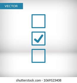 Check mark icon vector illustration. Linear symbol with thin outline. The thickness is edited. Minimalist style.