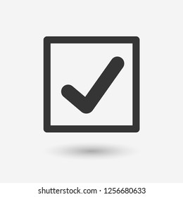 Check mark icon vector illustration. Linear symbol with thin outline. The thickness is edited. Minimalist style.