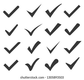 Check mark icon. Vector Illustration. Mega set 16 in 1