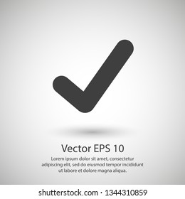 Check mark icon vector illustration. Linear symbol with thin outline. The thickness is edited. Minimalist style.