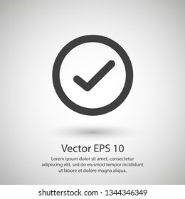 Check mark icon vector illustration. Linear symbol with thin outline. The thickness is edited. Minimalist style.