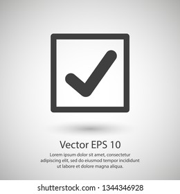 Check mark icon vector illustration. Linear symbol with thin outline. The thickness is edited. Minimalist style.