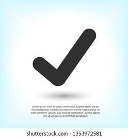 Check mark icon vector illustration. Linear symbol with thin outline. The thickness is edited. Minimalist style.