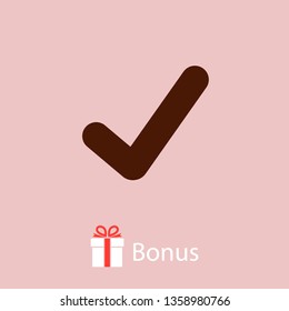 Check mark icon vector illustration. Linear symbol with thin outline. The thickness is edited. Minimalist style.