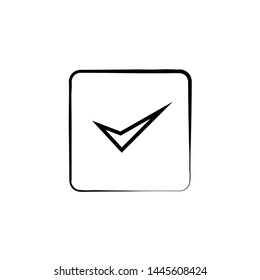 Check mark icon vector illustration. Linear symbol with thin outline. The thickness is edited. Minimalist style.