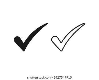 Check mark icon vector illustration. black outline isolated white background