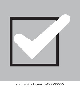 Ilustración vectorial de icono de marca de verificación. icono de marca de verificación e icono de símbolo de marca. icono de diseño de estilo plano. Ilustración vectorial.