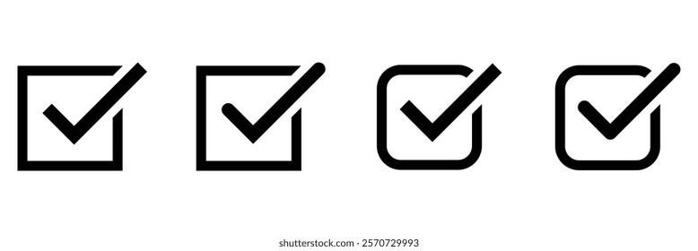 Check mark icon vector illustration. Black check mark icon. Tick symbol. Checkmark illustration.