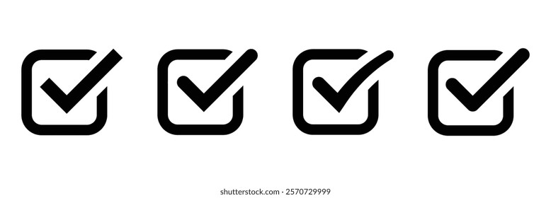 Check mark icon vector illustration. Black check mark icon. Tick symbol. Checkmark illustration.