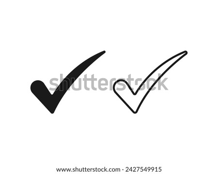 Check mark icon vector illustration. black outline isolated white background