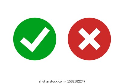 Check Mark Icon Vector Isolated. Green Yes Sign And Red No Symbol. Positive And Negative Element.