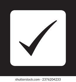 Check mark icon vector. Check mark logo design. Check mark vector icon illustration in square isolated on black background
