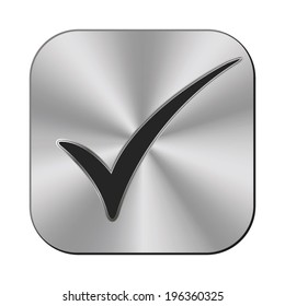 check mark icon - vector metal button
