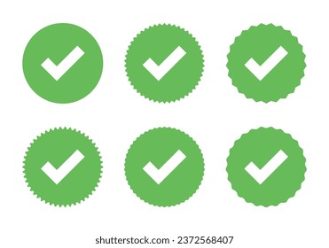 Check mark icon vector set collection in flat style. Tick, approve sign symbol