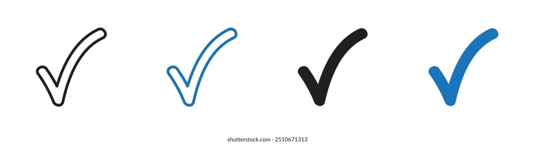 Check mark icon Vector set outline