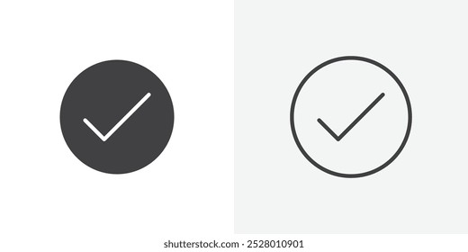 Check mark icon vector icon set in black and white color.