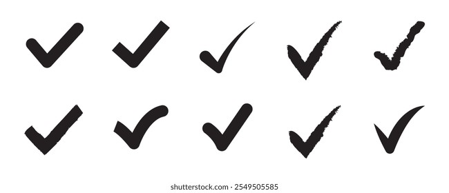 Check mark icon vector set. Check marks collection. Tick icon. Check marks symbol collection. Check marks different shape, Tick mark sign and symbol.
