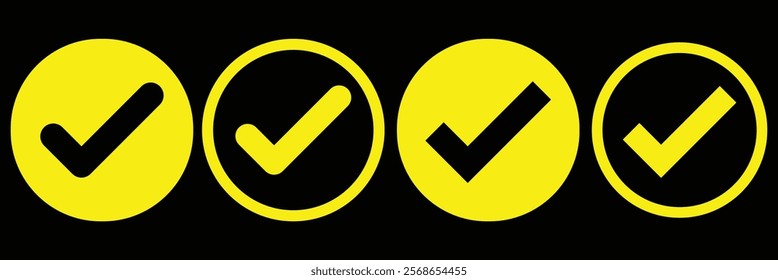 Check mark icon vector set. Tick box, checkbox symbol sign. Check box icon with right or yes check mark icons. Red, black and Green tick checkmarks. Yes or no symbol, approved. Design eps 10.