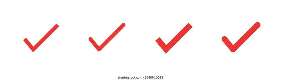 Check mark icon vector set. Tick box, checkbox symbol sign. Check box icon with right or yes check mark icons. Red, black and Green tick checkmarks. Yes or no symbol, approved.