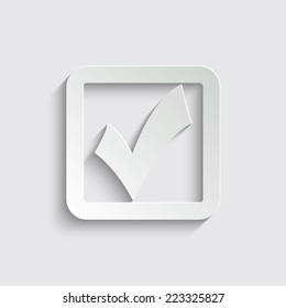 check mark icon vector with shadow on a grey background