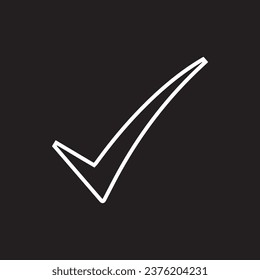 Check mark icon vector. Check mark sign symbol vector. Check mark vector icon illustration isolated on black background	