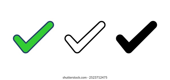 Vetor do ícone da marca de seleção. Ícone de marca de seleção. Vetor de símbolo de marca de escala