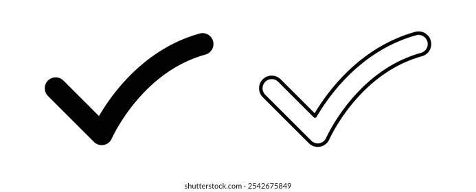 Häkchen Symbol Vektor für Web und mobile App. Markierungszeichen und -symbol markieren. Markieren Sie das Vektorsymbol. Abbildung eines Auswahlfelds. Vektorsymbole festgelegt.